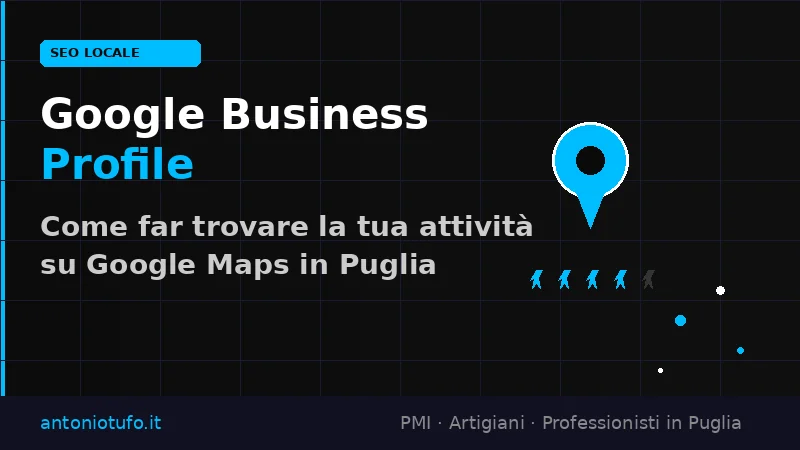 Schermata di Google Maps con schede di attività locali su smartphone, rappresentazione di Google Business Profile per PMI pugliesi