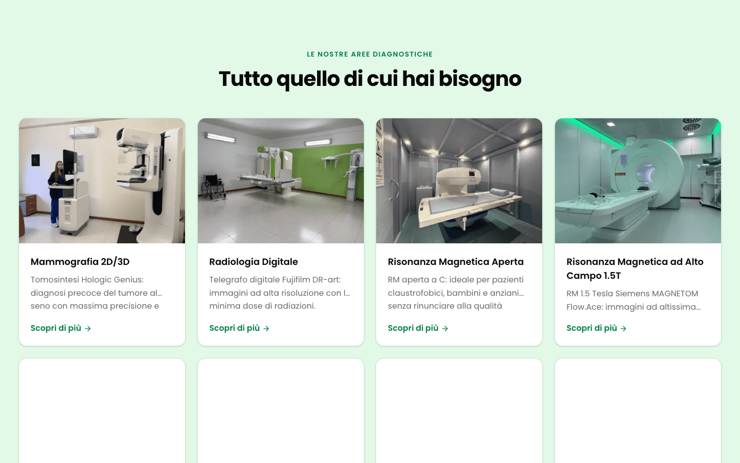 Aree diagnostiche imagoxray.it: mammografia, radiologia digitale, risonanza magnetica aperta e ad alto campo