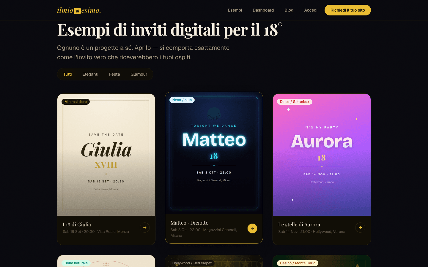 Galleria di inviti digitali tematici per il diciottesimo su ilmiodiciottesimo.com